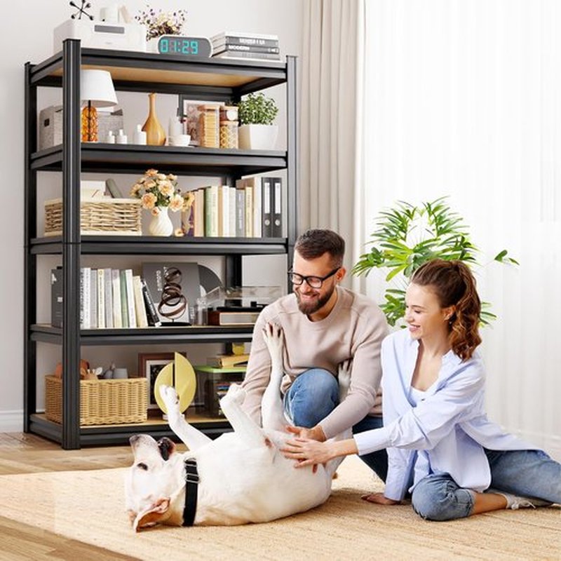 Heavy Duty Garage Shelving Units by [Brand Name] - 5-Tier Adjustable Steel Storage Rack Set | 71" H x 28" W x 12" D - Ideal for Warehouse, Pantry & Basement