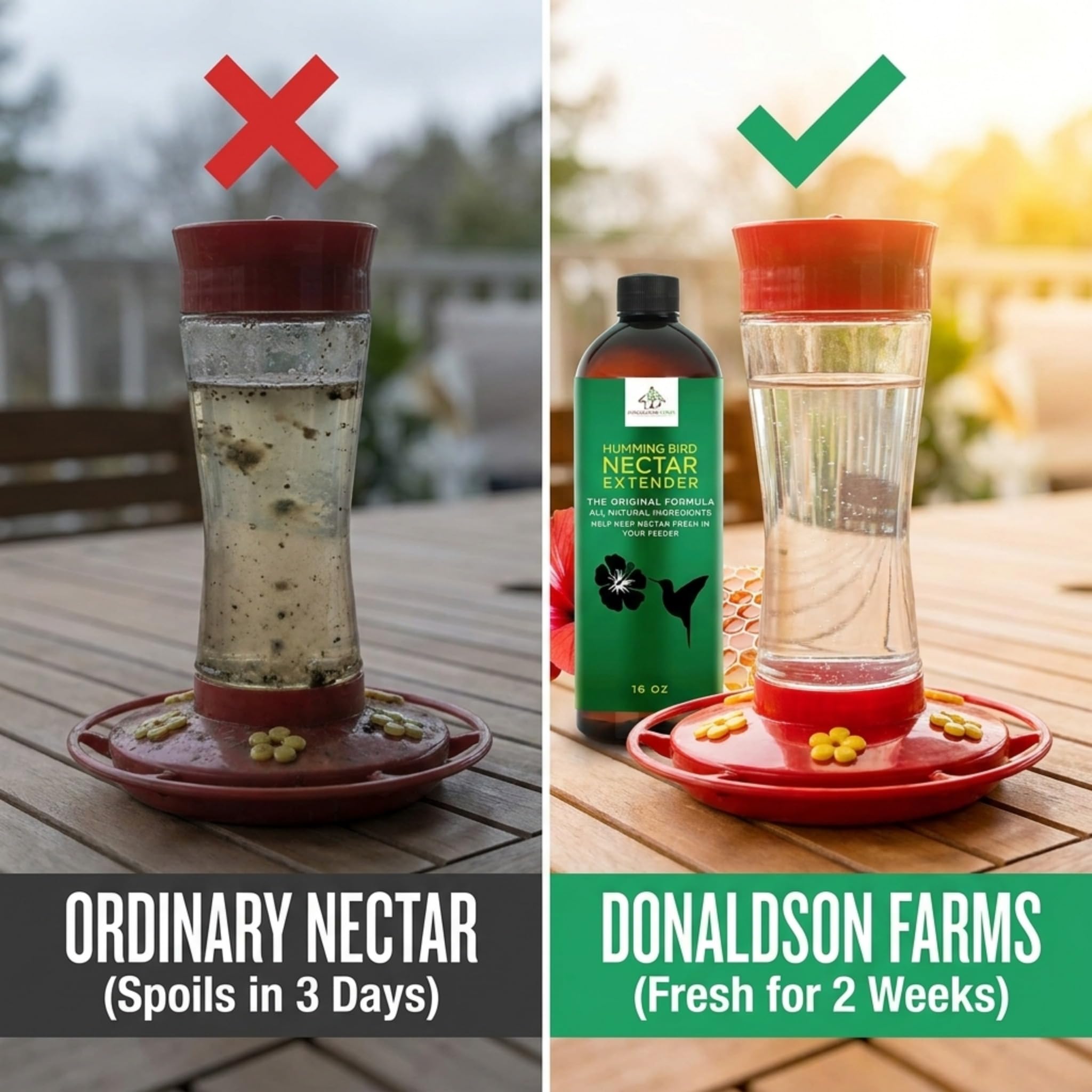 Hummingbird Nectar Extender – Extends Nectar Life and Attracts Hummingbirds Naturally All Organic Keeps Fresh Longer - Enjoy Clear Without Frequent Changes – 16 oz Bottle