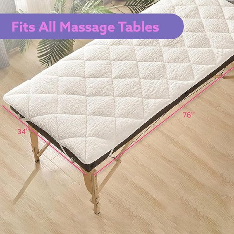 Regine Switzerland Double-Sided Massage Table Pad - Plush Fleece & Microfiber Cover, 76"x34", White