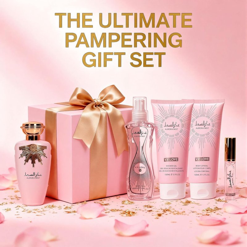 A CENTER Aurora Mist Luxury Perfume Gift Set - 5PCS Eau de Parfum Spray & Body Care Essentials