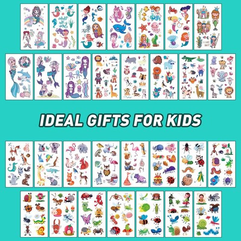 Temporary Tattoo Kids - 150 Sheets & 1700+ Patterns | Boosts Imagination/Creativity & Easy-Clean | Ideal for Party Favors, Arts & Crafts, Goodie Bags (Non-Toxic, Safe for Skin)