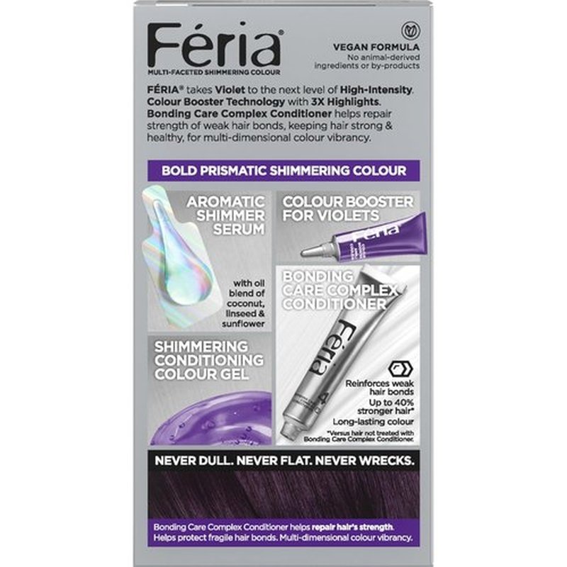 L'Oreal Paris Feria Hair Dye - Multi-Faceted Shimmering Color in V28 Midnight Violet (Deepest Violet)