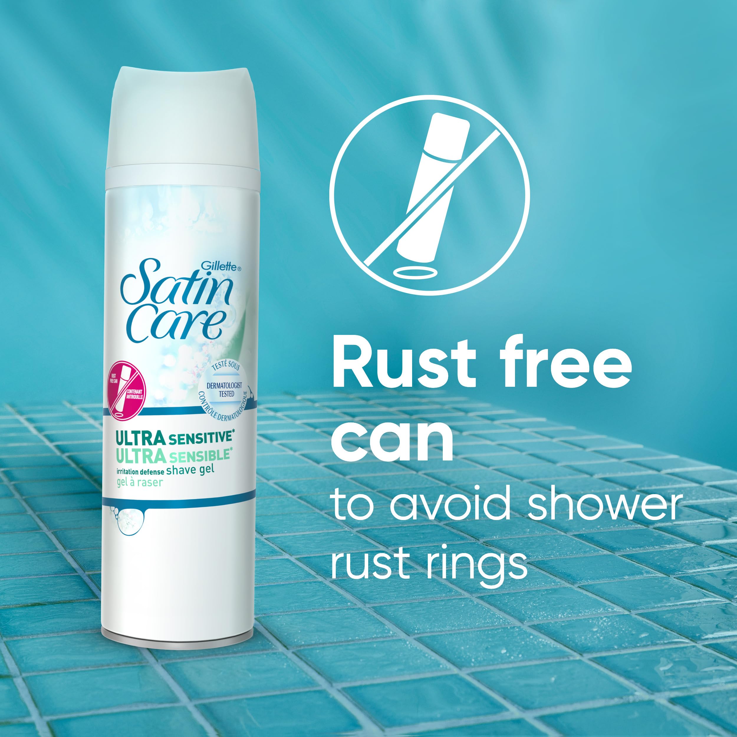 Gillette Venus Satin Care Ultra Sensitive Skin Shave Gel Shaving Cream for Women 7 oz Fragrance Free (Pack of 6)