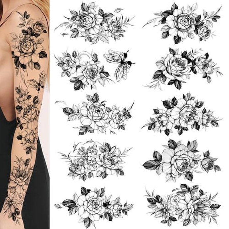 Large, beautiful and elegant temporary tattoos for women, Flower tattoos for women sleeve, Butterfly Sexy Long Lasting Temporary tattoo