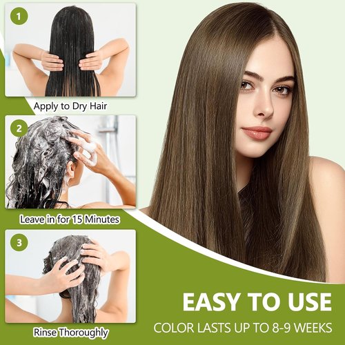 Regine Switzerland Light Brown Hair Dye Shampoo - 100% Gray Coverage, Natural Herbal Formula, Ammonia & Paraben Free