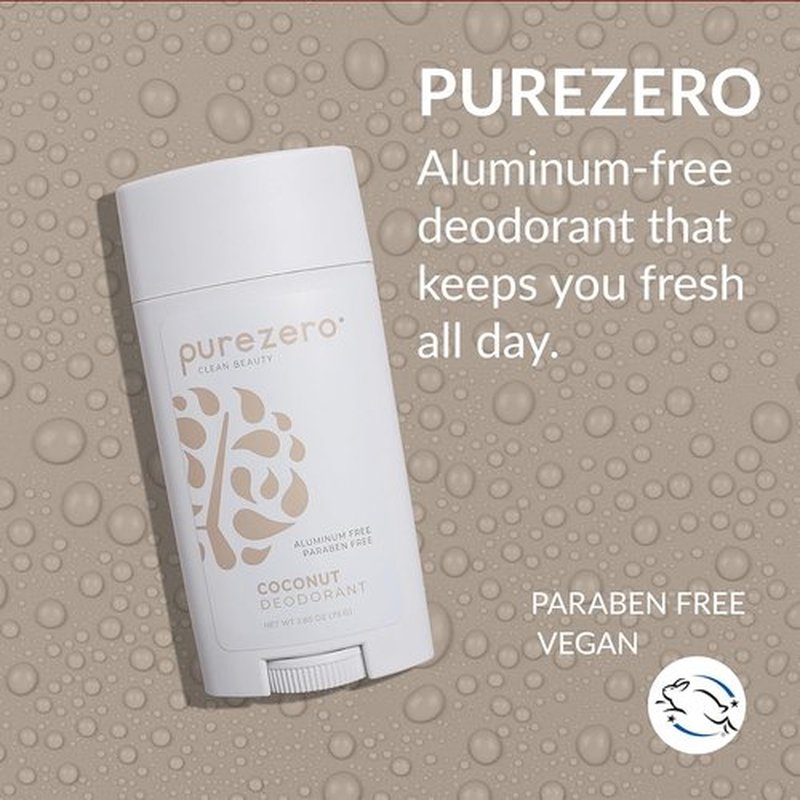 Purezero Deodorant - Coconut Scent | Aluminum & Paraben Free | 24-Hour Odor Protection with Shea Butter & Coconut Oil (1 Pack)