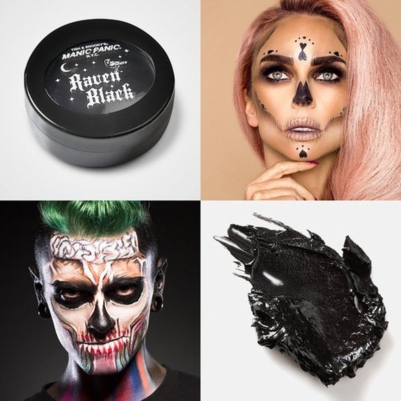 MANIC PANIC Raven Black Face Paint - Black Makeup for Face, Eyes & Body - High Pigment Body Paint with Matte Finish - Halloween, Cosplay & Stage Makeup - Vegan & Cruelty-Free Cream Formula