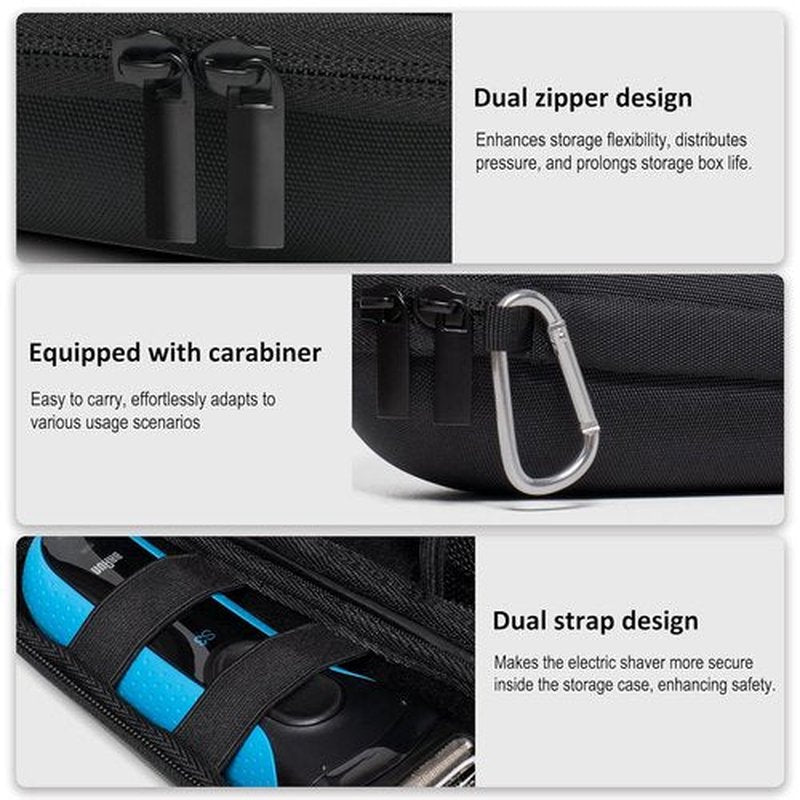 Nincha Electric Shaver Case - Hard Shell EVA Travel Bag for Braun Series 3, 5, 7, 9 | Protective Black Design