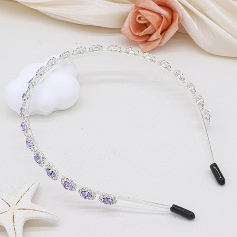 Ammei Headpiece Bridal Headpiece Wedding Headband with Crystal and Hair Accessories (Purple, 5.5'')