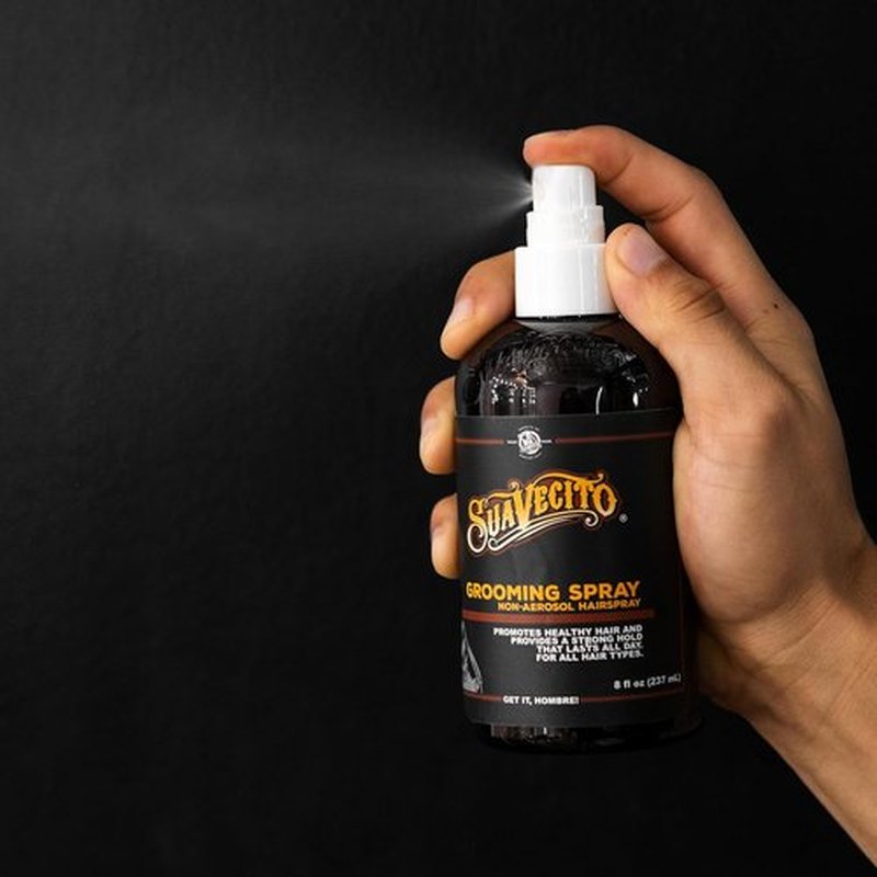 Suavecito Grooming Non-Aerosol Hairspray for Men - 8 oz | Classic Barber Scent, Strong Hold, Medium Shine