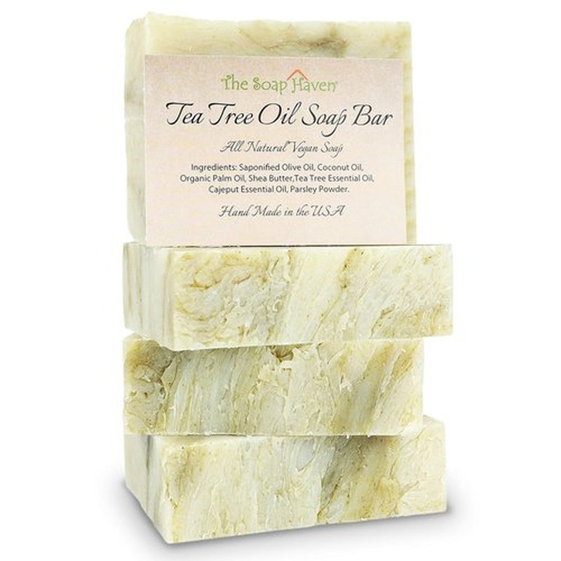 Tea Tree Soap Bar - Natural Tea Tree Oil Soap for Face, Hands, and Body - Fights Blemishes & Odor | 4 Large 4.5 oz Bars, Handmade in USA