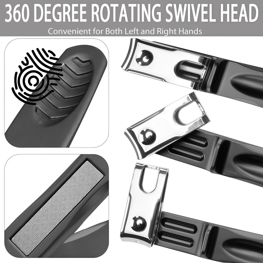 XGIZMOO 360° Rotating Toenail Clippers for Seniors, Long Handle Fingernail Clippers for Men and Women, Ergonomic Grip Toenail Clipper for Thick Nails