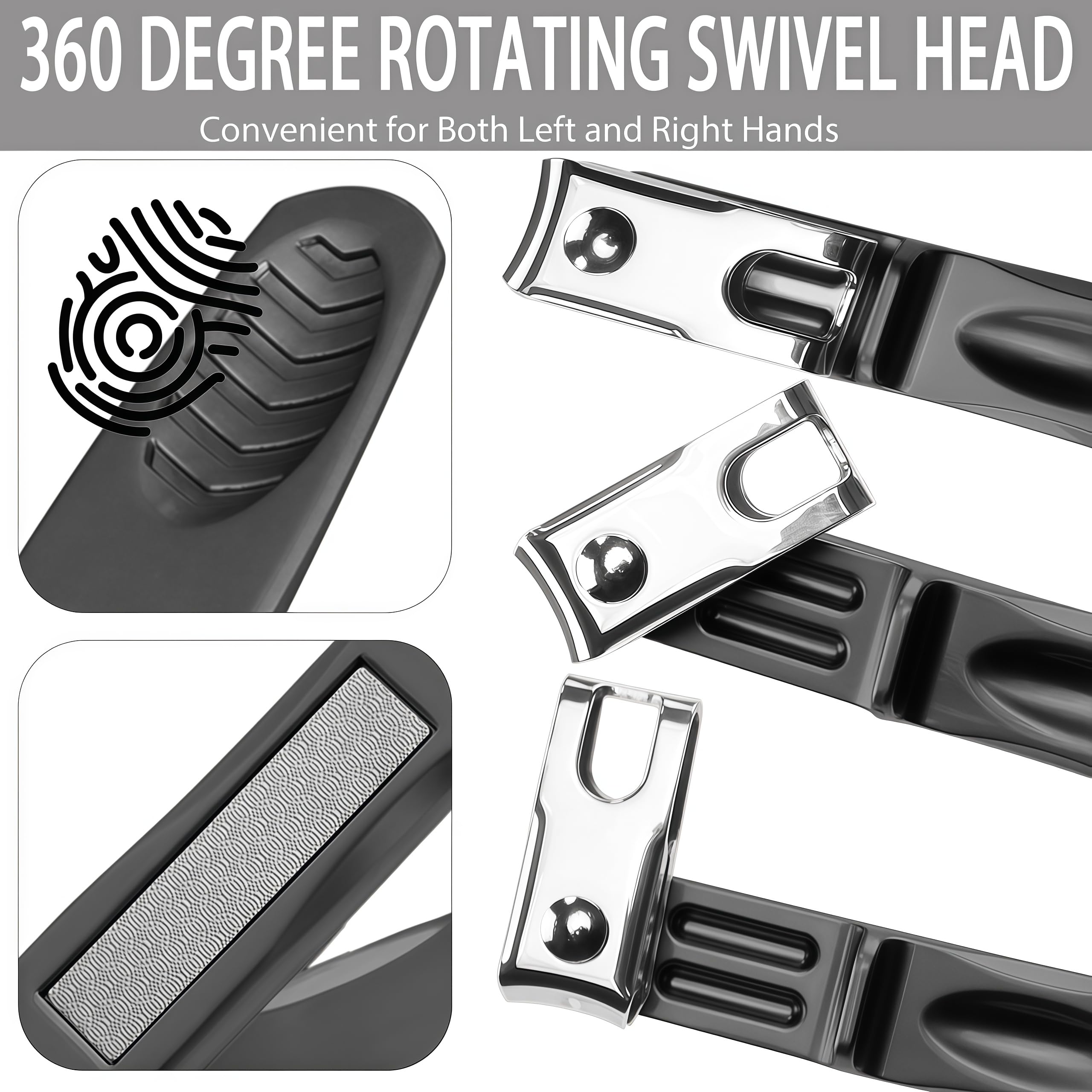 XGIZMOO 360° Rotating Toenail Clippers for Seniors, Long Handle Fingernail Clippers for Men and Women, Ergonomic Grip Toenail Clipper for Thick Nails