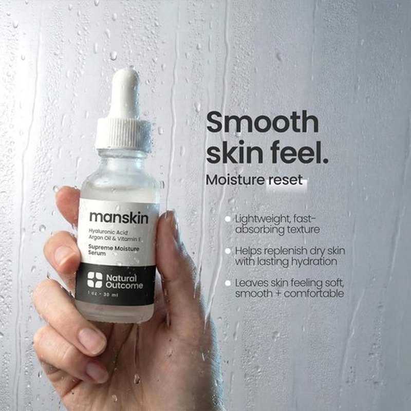 Natural Outcome Men's Supreme Moisture Serum - Anti-Aging Facial Serum with Hyaluronic Acid & Argan Oil