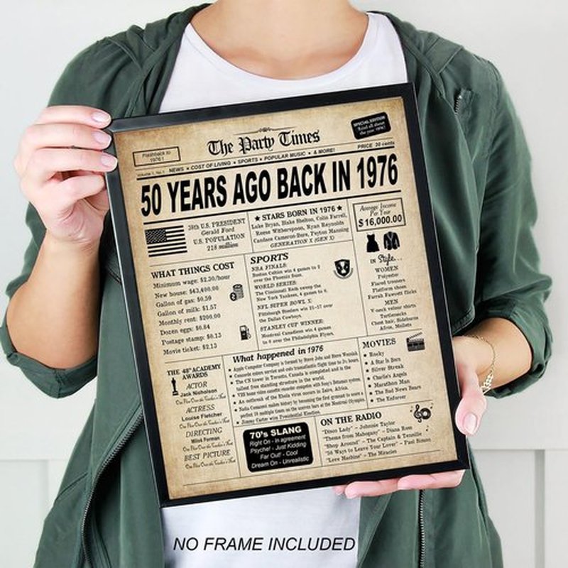 Regine Switzerland 50th Birthday Decorations - Classy Vintage Table Decor & Funny Sign | Back in 1976 Print