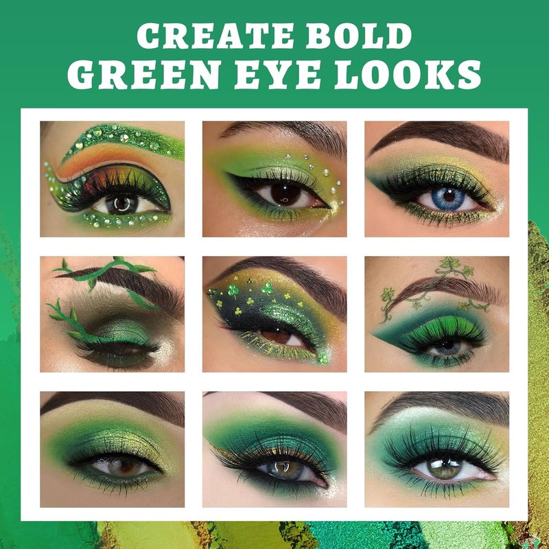 UCANBE Eyeshadow Palette Set - 2pcs Green & Purple Shimmer Matte Eye Shadows with Soft Brush for Halloween Cosplay
