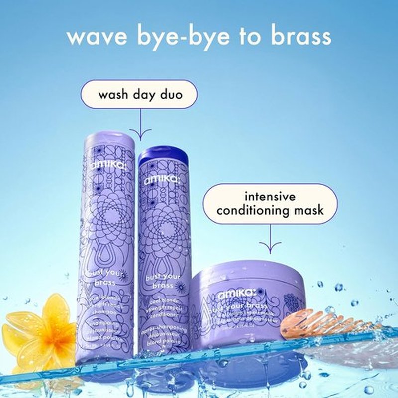 Amika Bust Your Brass Toning Mask - Strengthens & Repairs Hair | 8.5 oz
