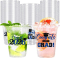 Whaline Graduation Plastic Cups - 50 Pcs 12 Oz Congrats Grad in Black & Blue | Perfect for Class of 2026 Party Decor