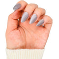 Citchniboul Press on Nails Almond - Grey Cat Eye French Tip Fake Nails, Glazed Glue On Nails for Women Gifts, Natural Stick On Nails in 12 Sizes - 24 Soft Gel Fake Nail Kit，Starry Sky
