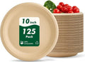 Regine Switzerland Heavy-Duty Compostable Paper Plates - 10 Inch, 125 Count, Eco-Friendly & Microwavable