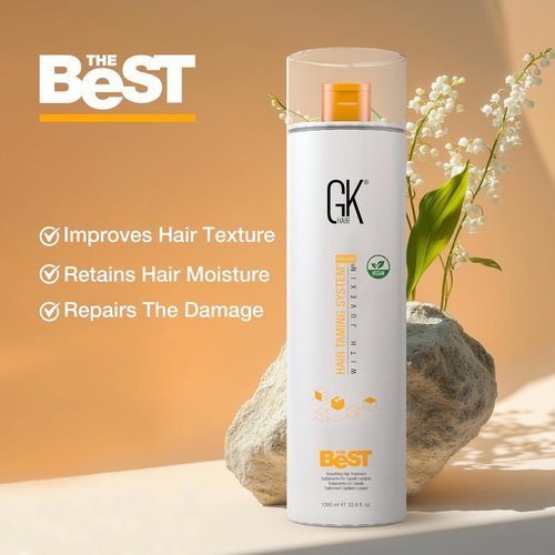 GK HAIR Global Keratin Smoothing Treatment - Professional Brazilian Blowout for Silky, Frizz-Free Hair (33.8 Fl Oz)