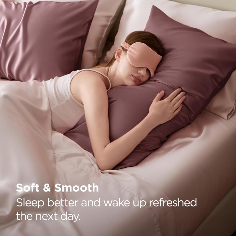 Bedsure Satin Pillowcase Set of 2 | King Size Nostalgia Rose - Silky Soft for Hair & Skin, 20x36 Inches