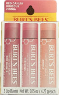 Burt's Bees Tinted Lip Balm - Hydrating Color in Red Dahlia, Hibiscus & Zinnia | 3-Pack