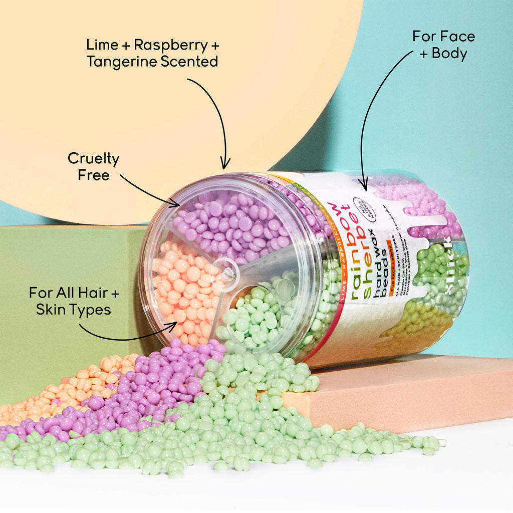 Sliick Hard Wax Beads for Hair Removal, Rainbow Sherbet - Stripless Wax Beads for Face, Body, & Sensitive Skin, 8 oz