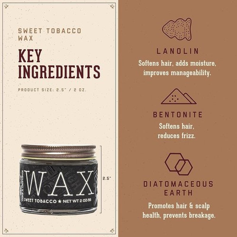 18.21 Man Made Hair Styling Wax - Original Sweet Tobacco Scent, Low Shine Finish, 2oz