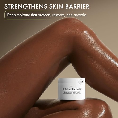 Skiennix Hydrating Silk Peptide Body Butter - Lightweight, Non-Greasy Moisturizer with Aloe Vera & Vitamin E for Dry Skin - Deep Nourishment & Hydration