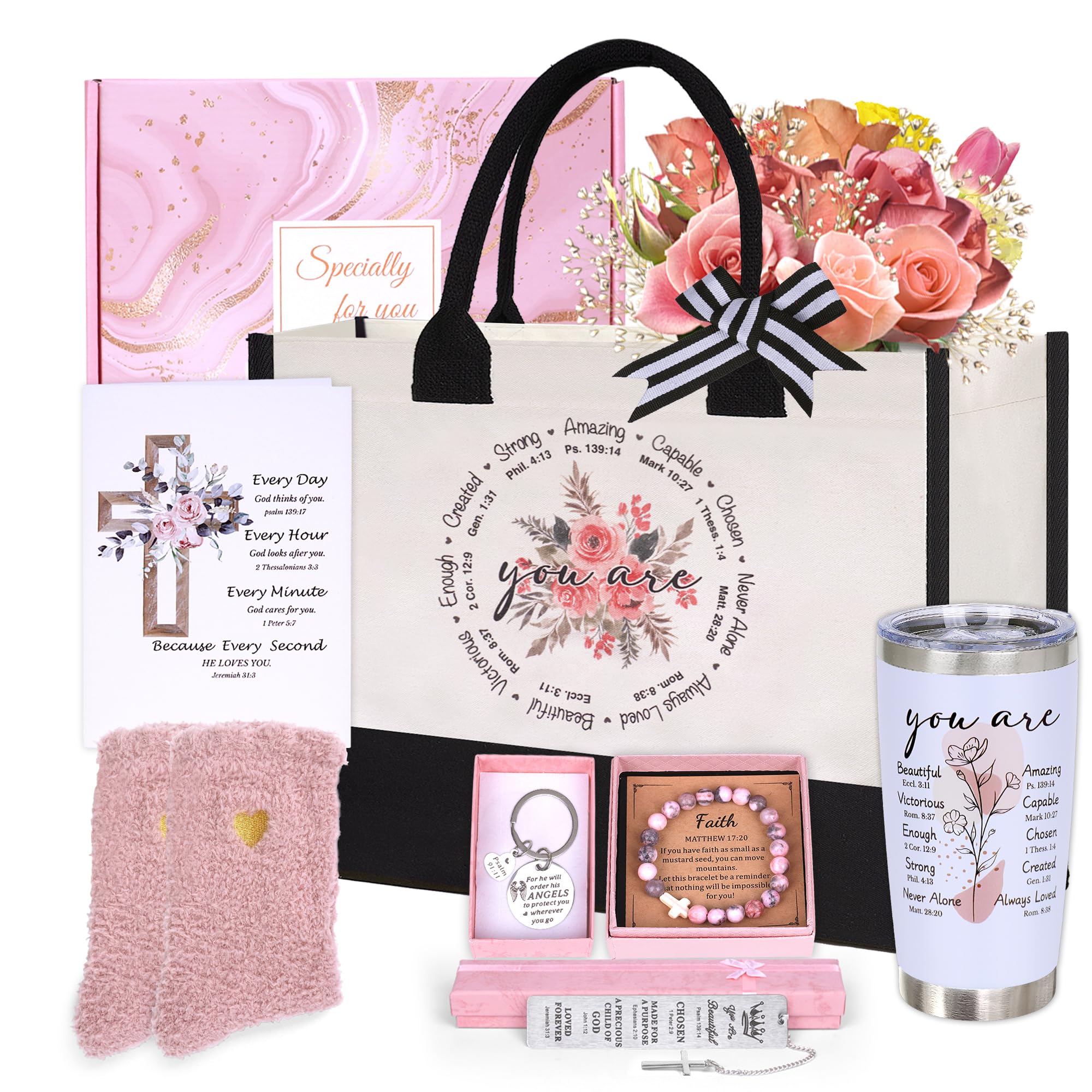 Joybuty Christian Gifts for Women Faith, Inspirational Religious Gifts for Women, Catholic Spiritual Gifts, Faith Based Gift Baskets, Baptism Mothers Day Birthday Gift Set for Mom Sister Friend Wife