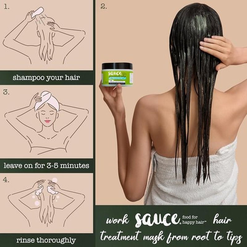 Sauce Beauty Guacamole Whip Hair Mask - Deep Conditioning for All Hair Types with Avocado, Honey & Argan Oil - 12 Fl Oz