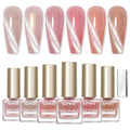 SUPWEE Cat Eye Nail Polish Non Gel, Magnetic Quick Dry Nail Polish Set Shimmer Glitter Nude Pink Natural Color Air Drying Fast Fingernail Lacquer High Glossy Manicure DIY Salon Gift for Women Girl