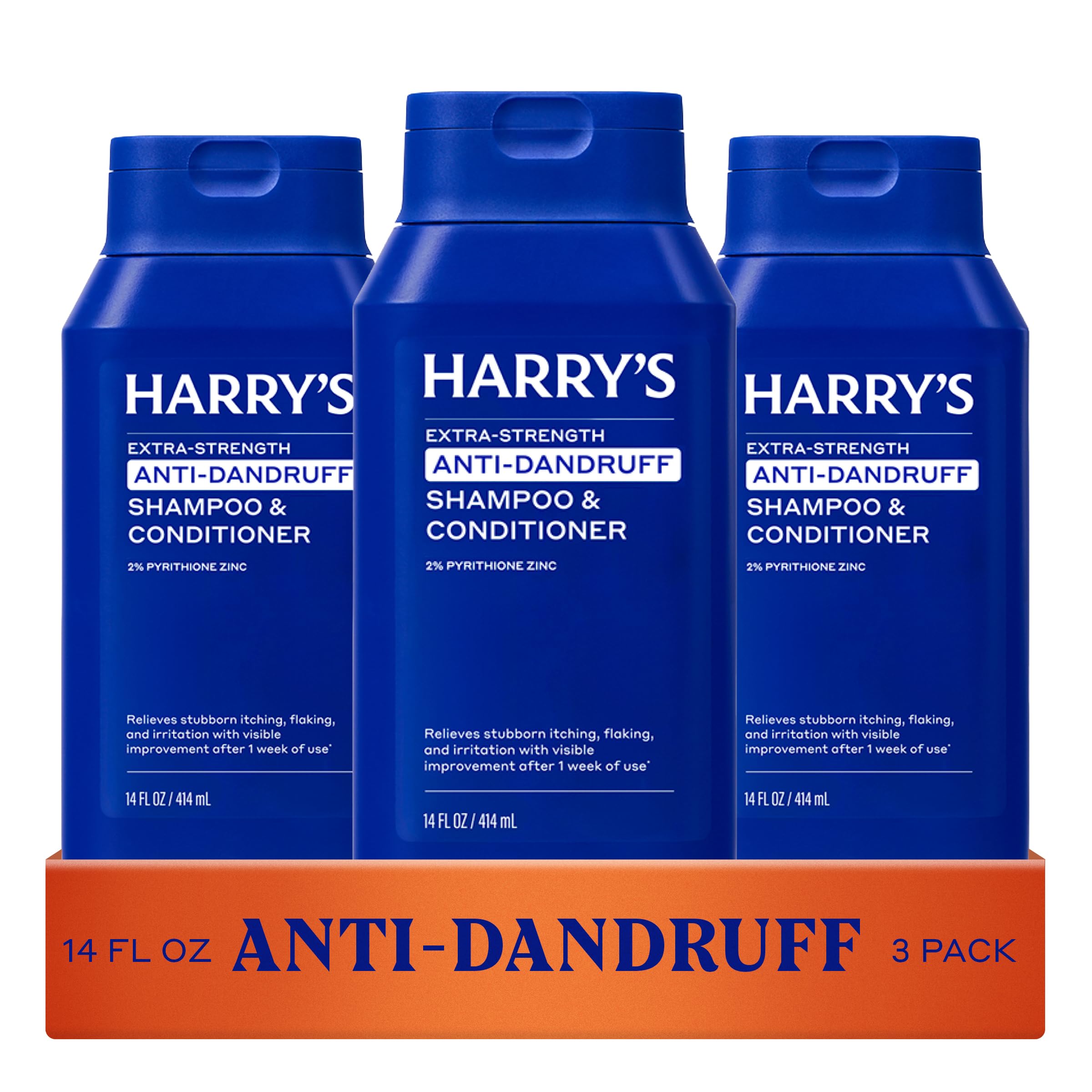 Harry's Extra-Strength Anti-Dandruff Men's 2 in 1 Shampoo and Conditioner - (3 Pack) 14 fl oz - Made with 2% Pyrithione Zinc