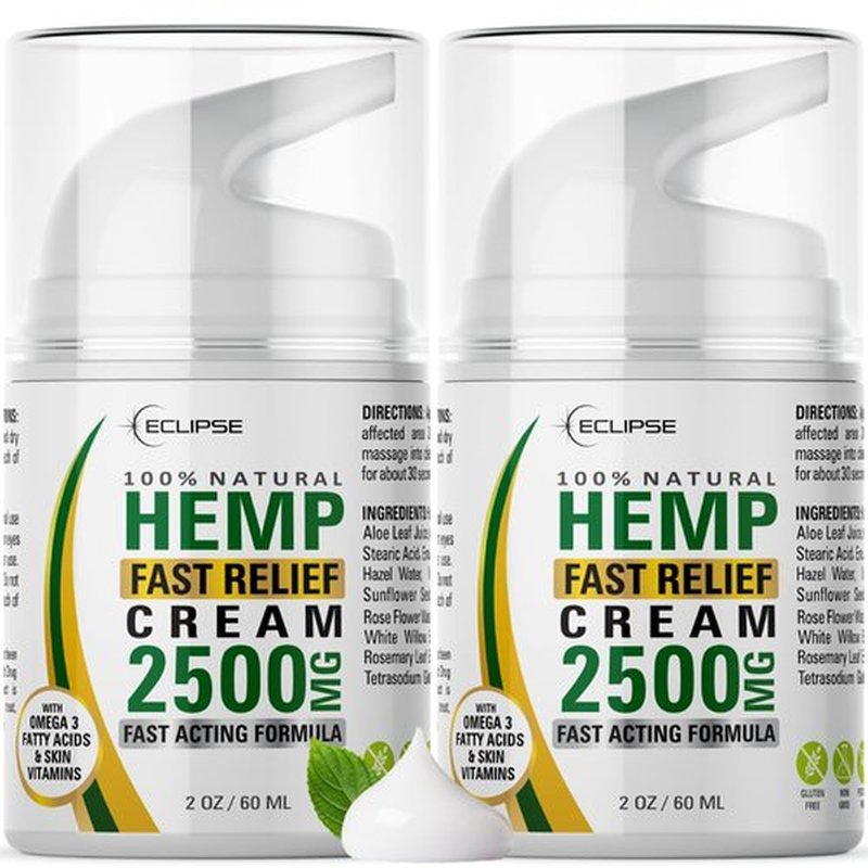 Hemp Cream by Eclipse - Natural Hemp Extract Cream - Made in USA - 2 Pack