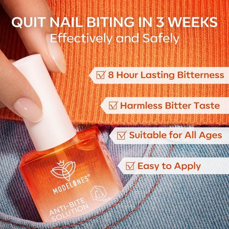 modelones Nail Biting Treatment for Kids Thumb Sucking Deterrent Nail Biting Prevention for Kids Quick Dry Bitter No Bite Nail Polish Stop Biting Nails Repair for Damaged Nails 0.34 fl oz