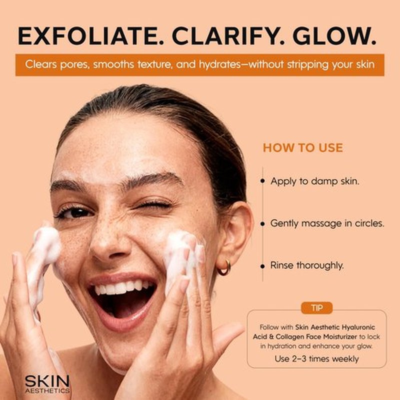 Skin Aesthetics Vitamin C & Turmeric Face Scrub – Gentle Exfoliator For Dark Spots, Uneven Tone & Glowing Skin – Dermatologist Tested, Anti-Aging, Korean Skin Care – Clean Beauty, Vegan – 6.76 Fl Oz