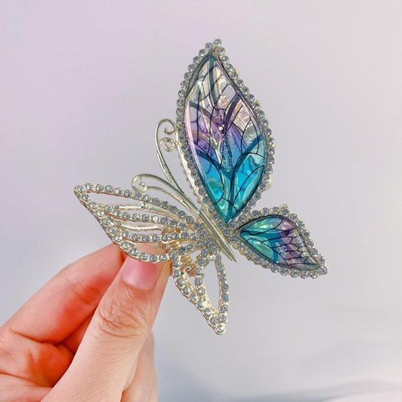Butterfly Metal Hair Claw Clips Fashion Sparkly Glitter Rhinestones Hair Barrettes Strong Hold Styling Hair Accessories for Women Girls Thinner Thick Hair Styling