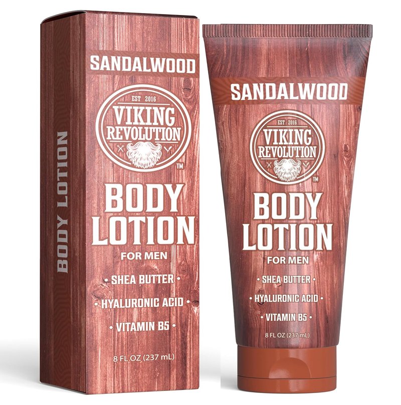 Viking Revolution Sandalwood Body Lotion for Men - Nourishing Hydration with Shea Butter & Vitamin B5 | 8oz