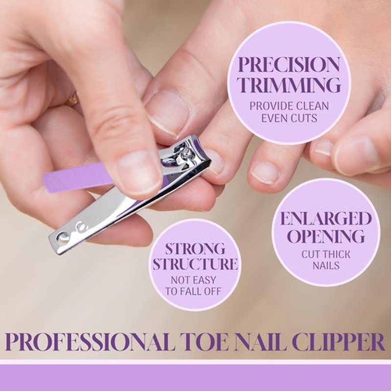 5pc Pedicure Kit - All-in-One Home Pedicure Set w/Toe Nail Clipper, Exfoliating Stone, Callus Smoother, Toe Separators, Foot Scrub Brush | Complete Foot Care Kit (Lavender)