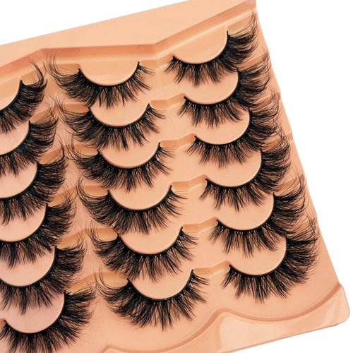 Cat Eye Lash Manga False Eyelashes Strip Lashes Wispy Fake Eyelash Volume Thick 18mm Long Mink Fluffy Fox Eyelashes Natural Look Spikes Anime Lashes 12 Pairs Pack