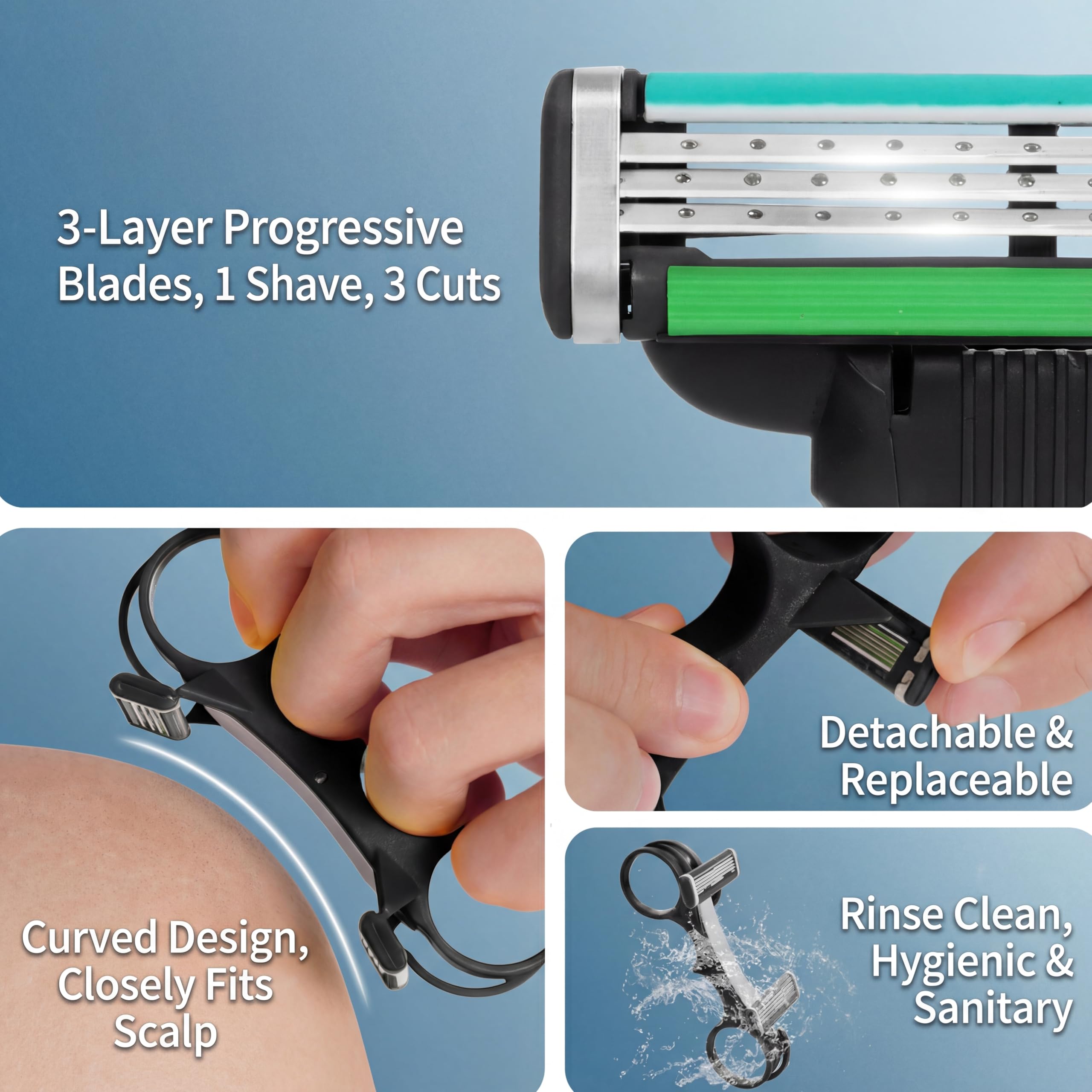 Fast Hair Clipper, Mens Manual Razor, Self-Haircut Trimmer Kit for Head, Beard, and Body, Double Fast, for Home & Travel (1PCS)