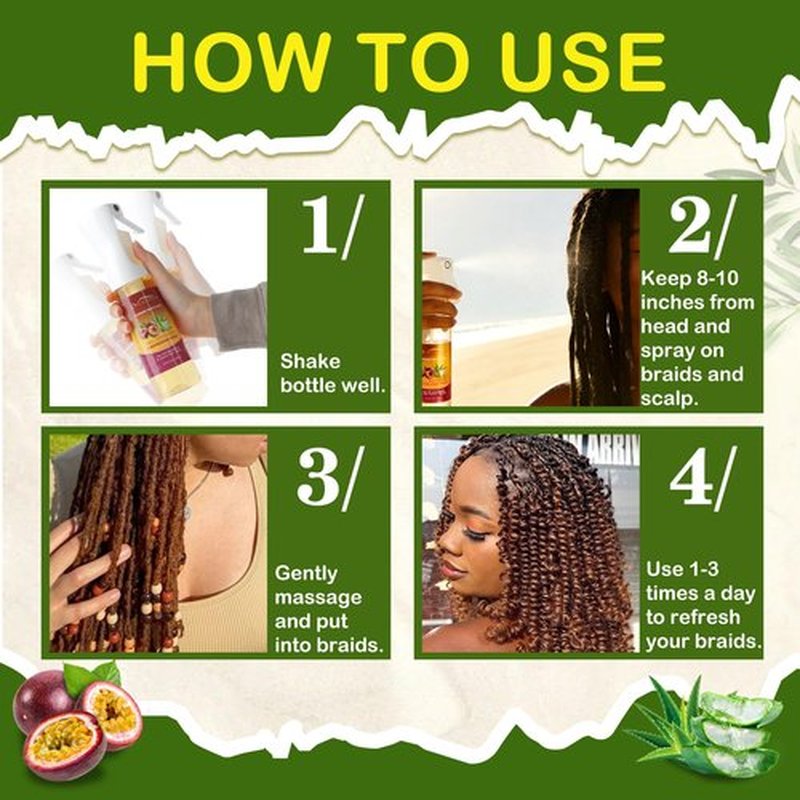 Orientfashion Moisturizing Refreshing Spray for Locs, Passion Fruit Hair Scalp Moisturizer Castor Oil - Natural Loc Care and Maintenance (10.00 Fl Oz, Passion Fruit)