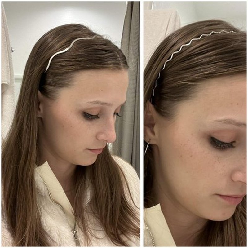 TEBIEKOY Silver Metal Wavy Headbands for Women, Elastic Hair Bands Stylish Thin Wavy Head Bands, Trendy Silver Hair Accessories Cute for Women Teens, 3 Pcs