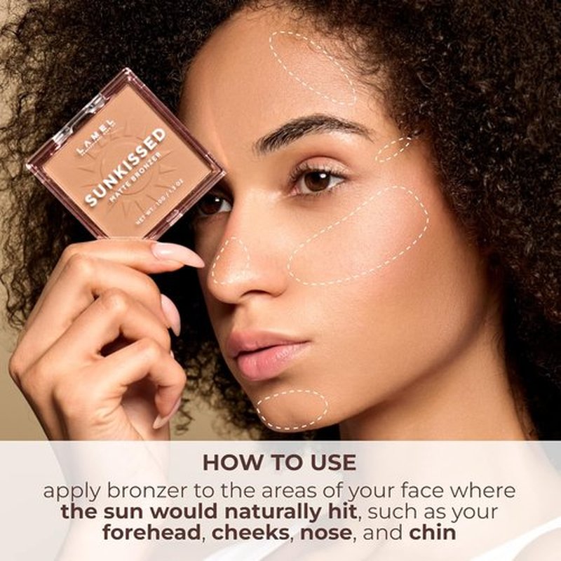 LAMEL Sunkissed Matte Bronzer Face Powder - Long-Lasting, Non-Greasy Organic Formula - Natural Tan - 0.35oz