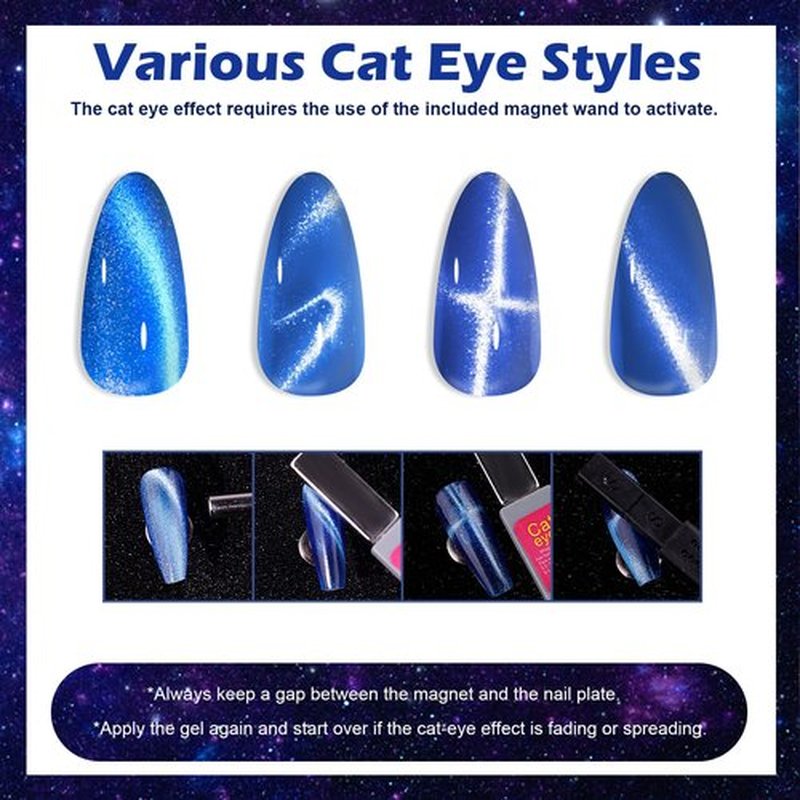 noirwhite Cat Eye Gel Nail Polish Kit-12 Colors Holographic Glitter Cat Eye Gel Polish Set with Magnet Based Top Coat Romantic Galaxy Series Soak Off Uv Led Magnetic Nail Polish Nail Art Manicure DIY
