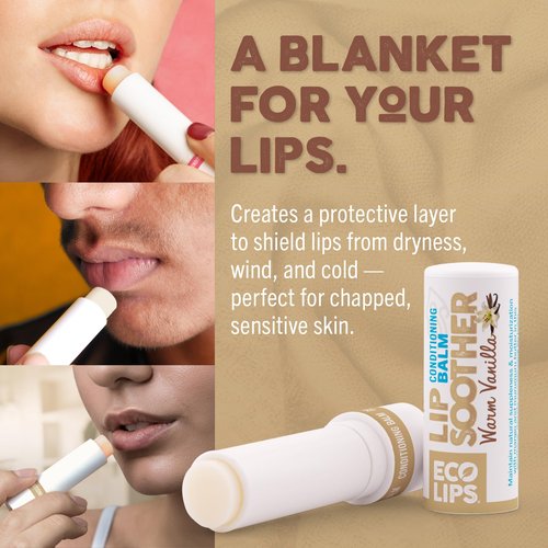 Eco Lips Conditioning Lip Soother Lip Balm – Natural & Moisturizing Lip Care with Shea & Murumuru Butter, Clean Beauty, Daily Hydration & Protection for Chapped Lips, Variety 3-pack 0.15 oz.