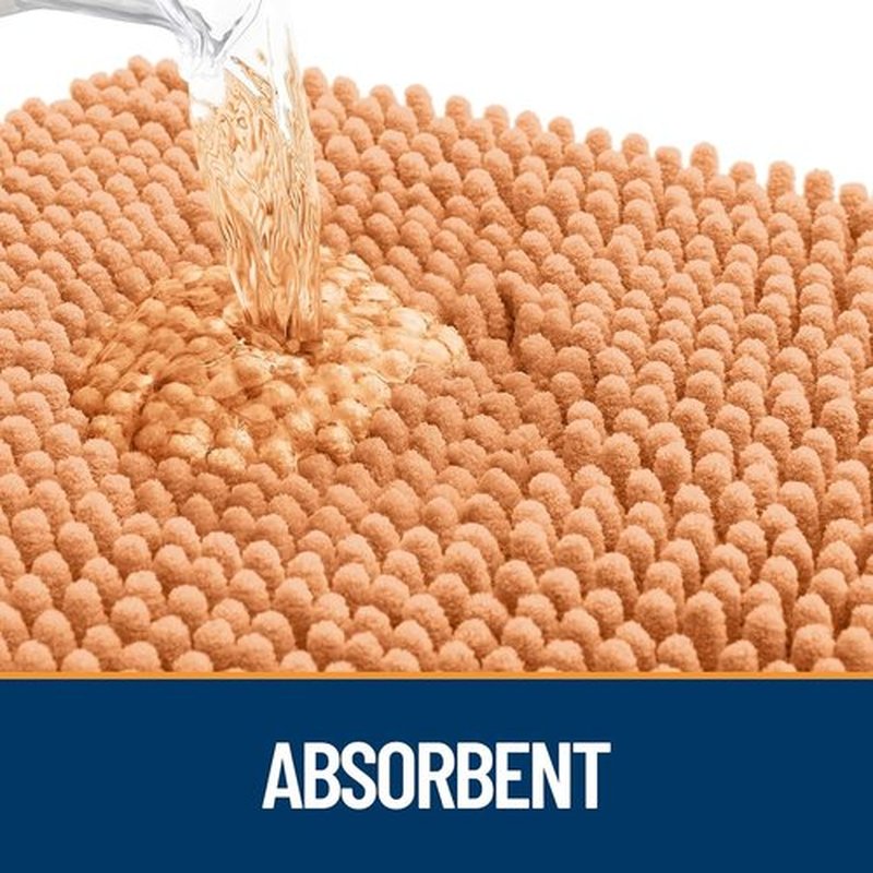 OLANLY Dog Door Mat - Absorbent Non-Slip Washable Doormat for Muddy Paws | 30x20 Inches, Quick Dry Chenille, Orange