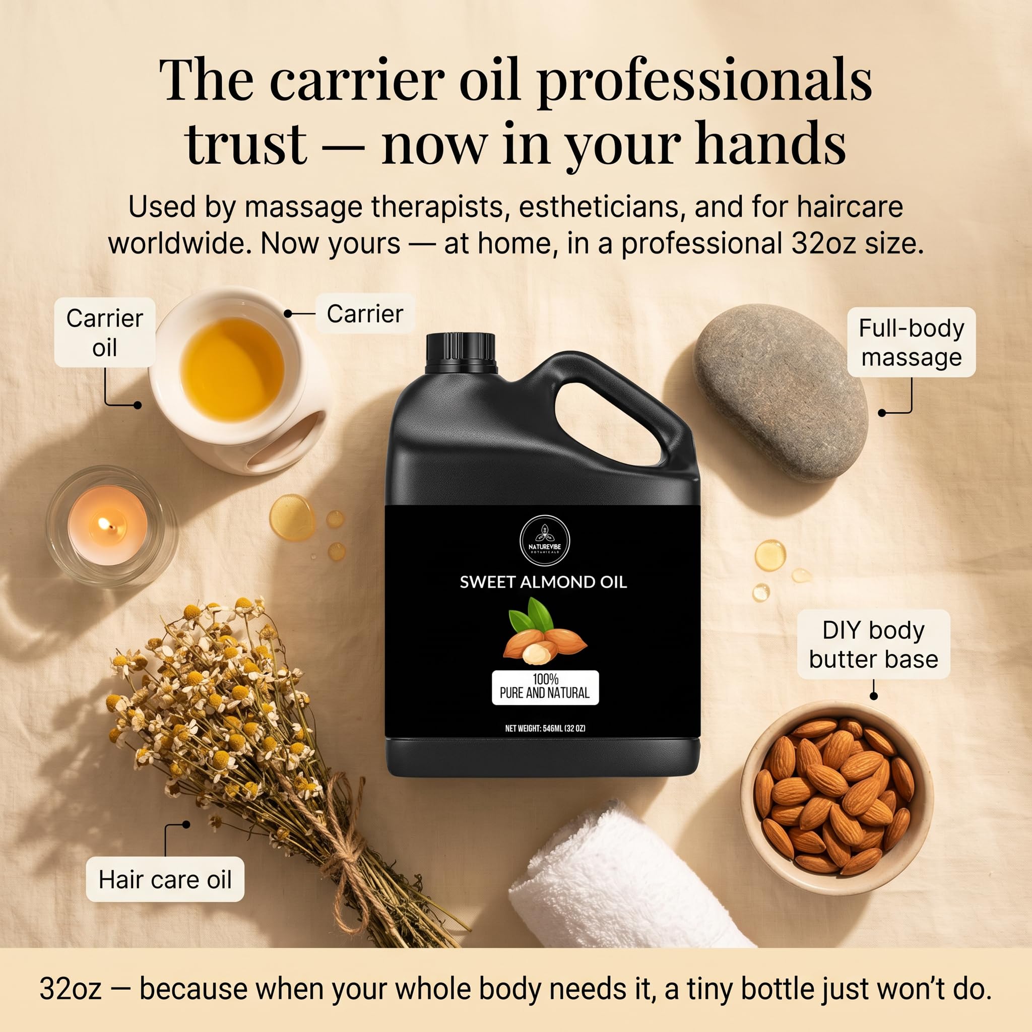 Naturevibe Botanicals Argan Oil 32 Fl oz – Cold Pressed, Unrefined, Pure Moroccan Argan Oil for Hair, Skin, Face & Massage – Natural Carrier Oil for DIY Beauty & Aromatherapy