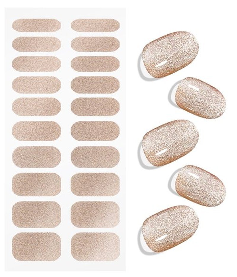 JMEOWIO Gel Nail Stickers Rose Gold Glitter Semi Cured Gel Nail Strips Wraps UV/LED Nails Art Design Decoration Accessories